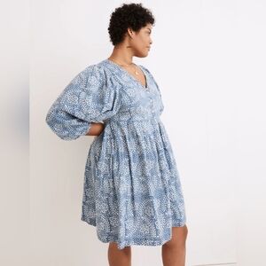 Madewell‎ Indigo Paisley Balloon Long Sleeve Oversized Dress